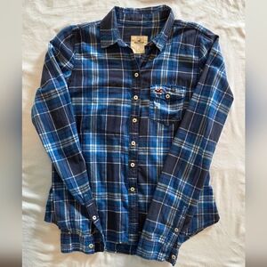Hollister Y2K Blue Plaid Button-Up Shirt